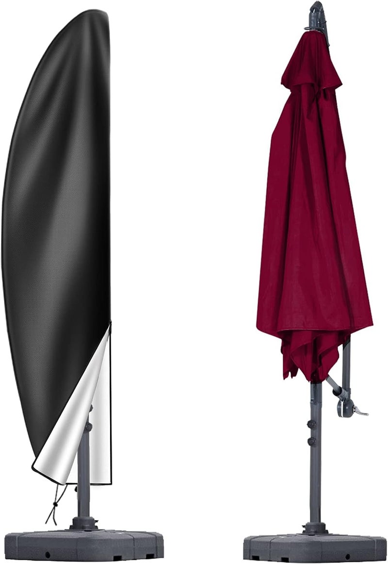 OKPOW Patio Cantilever Umbrella Covers for Outdoor: Waterproof Offset Umbrella Cover Banana Style with Zipper fits 9FT to 14FT, Black - Image 1